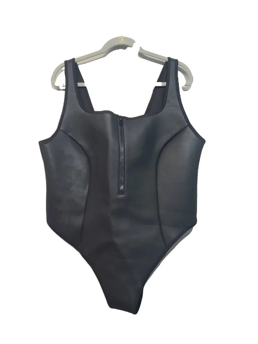 SKIMS Rubberized Scuba Swim Scoop Neck One Piece Swimsuit 4X Black NWT